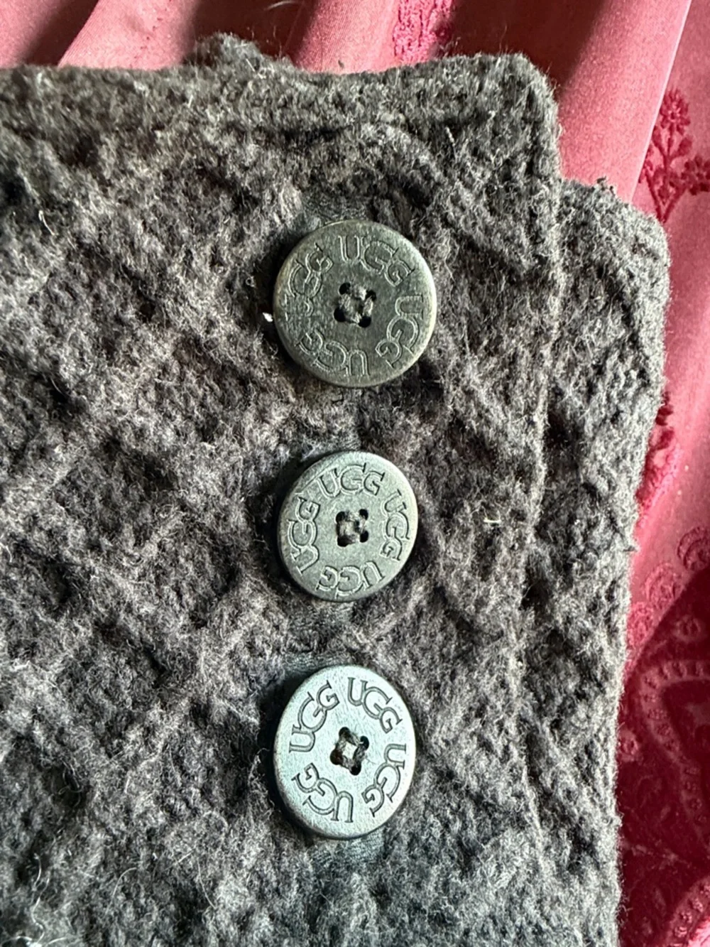 UGG Grey Quilted Knit Button Mid-Calf Boots Size 6 - Picture 2 of 8